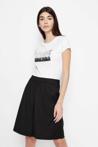 Armani Exchange γυναικείο T-shirt με παγιέτα στο στήθος Slim fit - 8NYTDLYJ73Z Λευκό XS